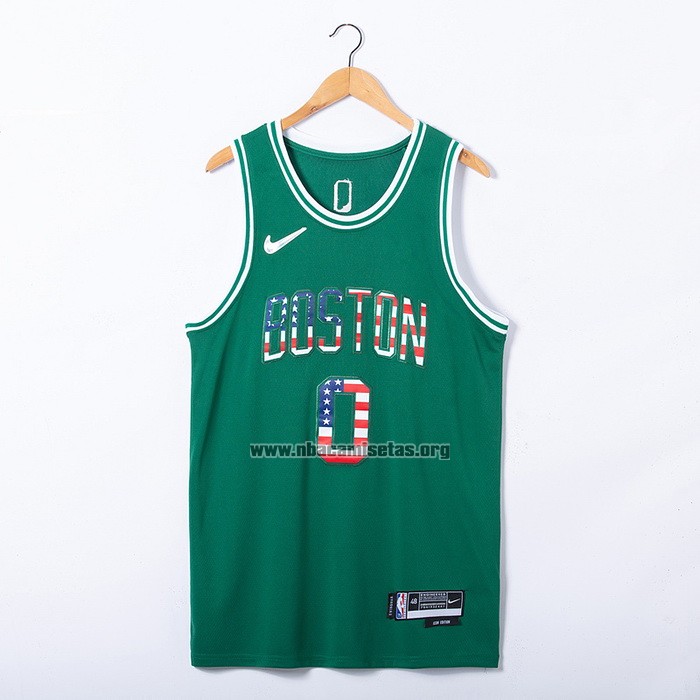 Camiseta Boston Celtics Jayson Tatum NO 0 75th Bandera Edition Verde